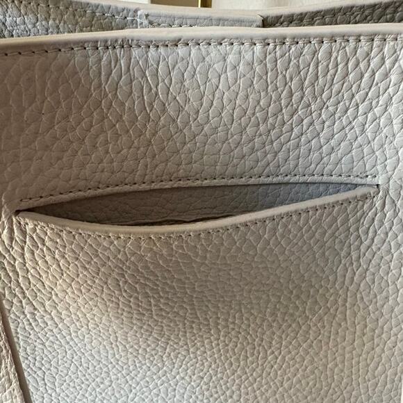 Dagne Dover Allyn Bone Leather Work Travel Neutral Minimalist Classic Tote Bag - Picture 8 of 9